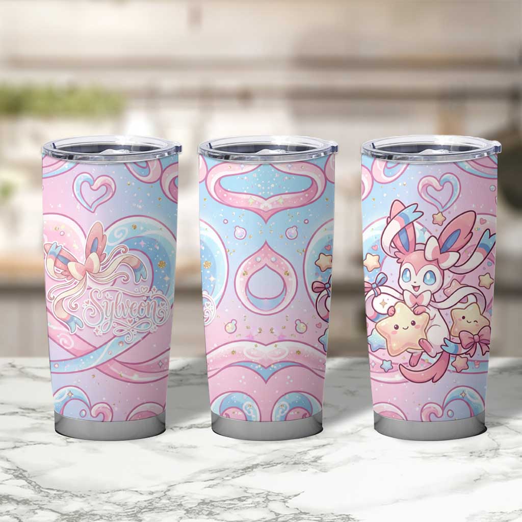 Sylveon Tumbler Cup Magical Pastel Heart Ribbon Art