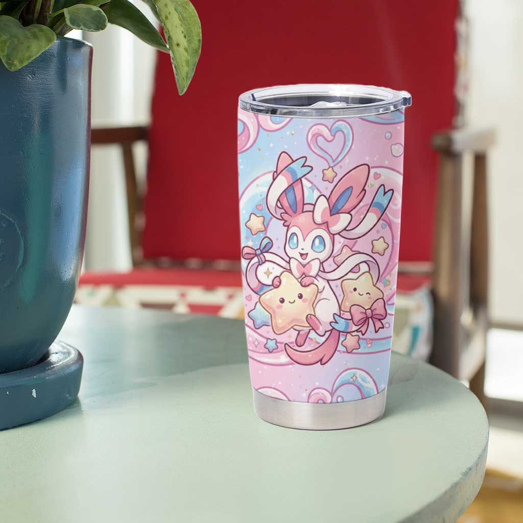 Sylveon Tumbler Cup Magical Pastel Heart Ribbon Art
