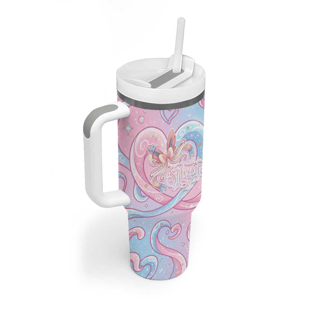 Sylveon Tumbler With Handle Magical Pastel Heart Ribbon Art