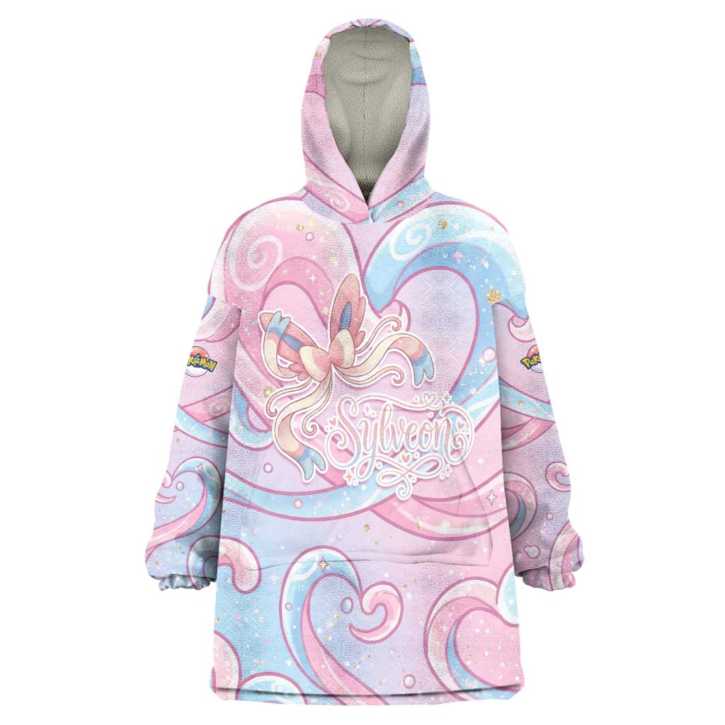 Sylveon Wearable Blanket Hoodie Magical Pastel Heart Ribbon Art