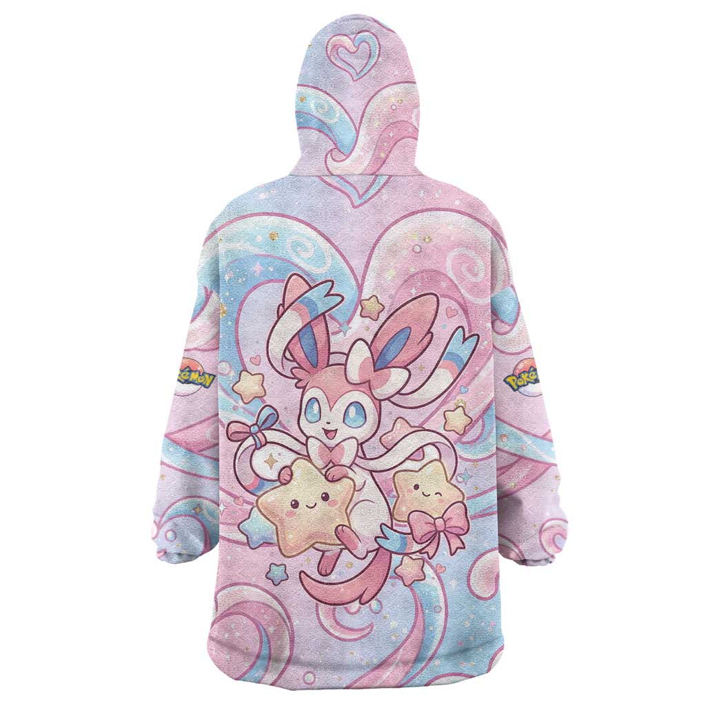 Sylveon Wearable Blanket Hoodie Magical Pastel Heart Ribbon Art