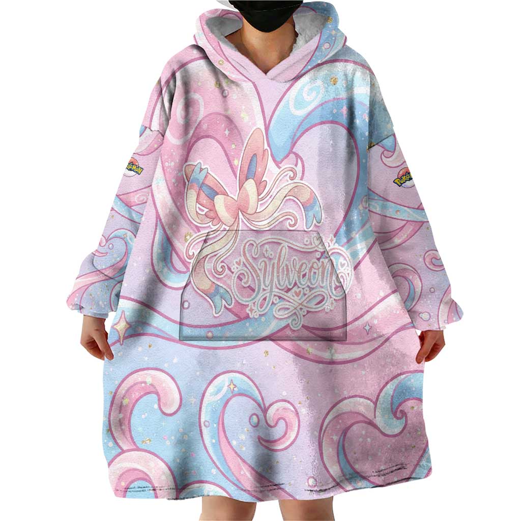 Sylveon Wearable Blanket Hoodie Magical Pastel Heart Ribbon Art