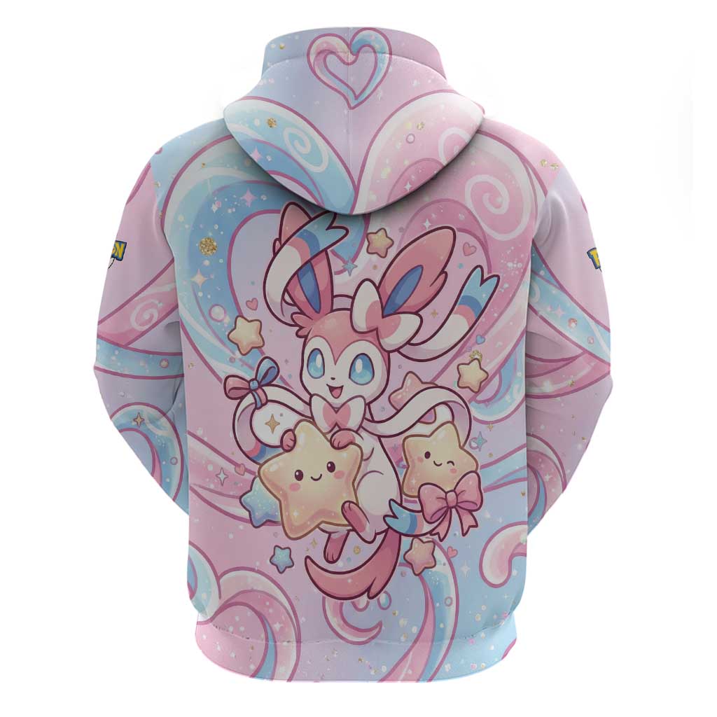 Sylveon Zip Hoodie Magical Pastel Heart Ribbon Art