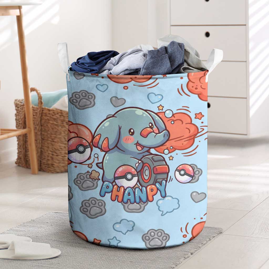 Phanpy Laundry Basket Playful Kawaii Cloud Burst Art