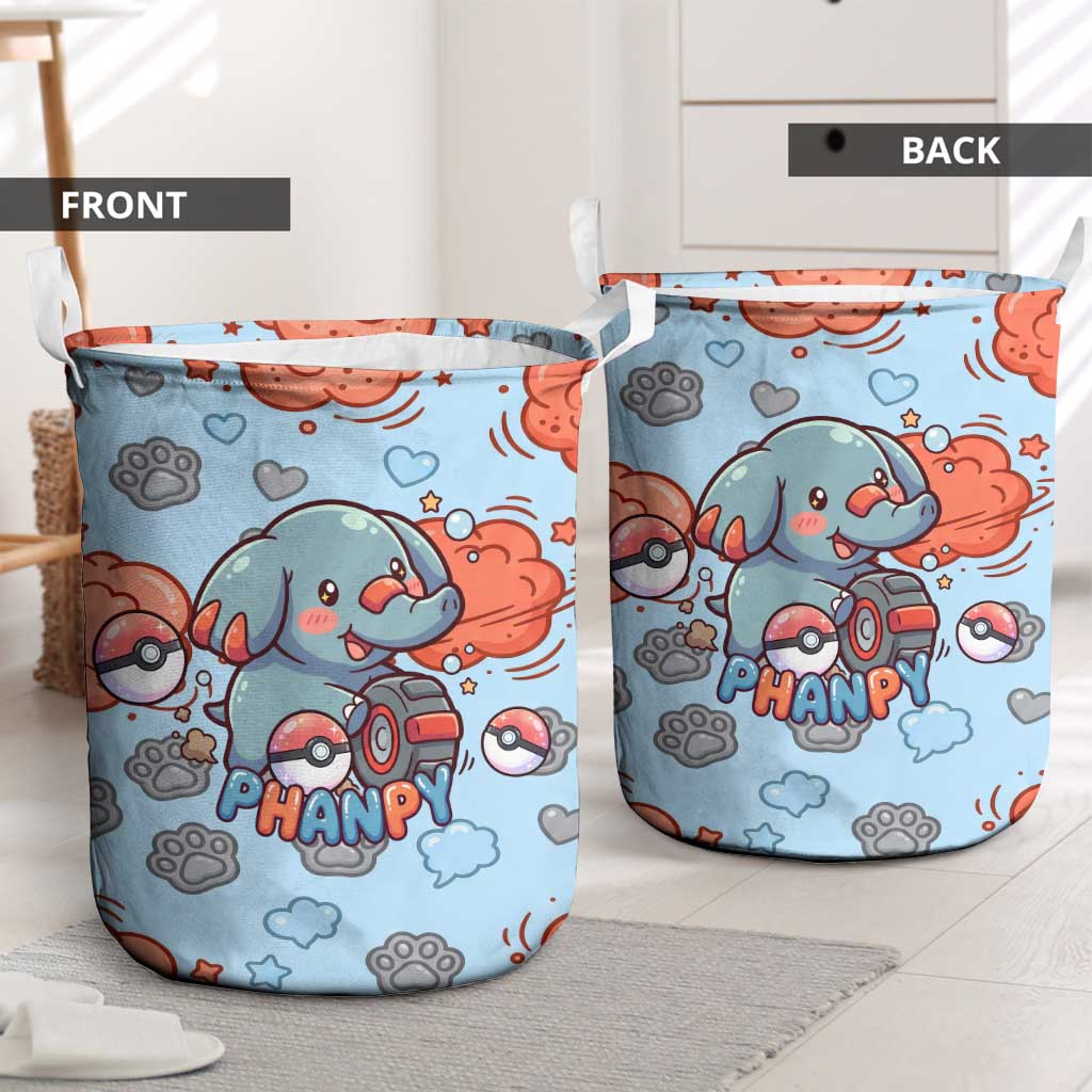 Phanpy Laundry Basket Playful Kawaii Cloud Burst Art