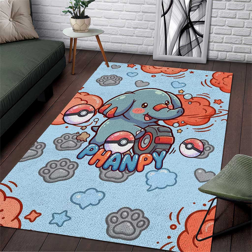 Phanpy Area Rug Playful Kawaii Cloud Burst Art