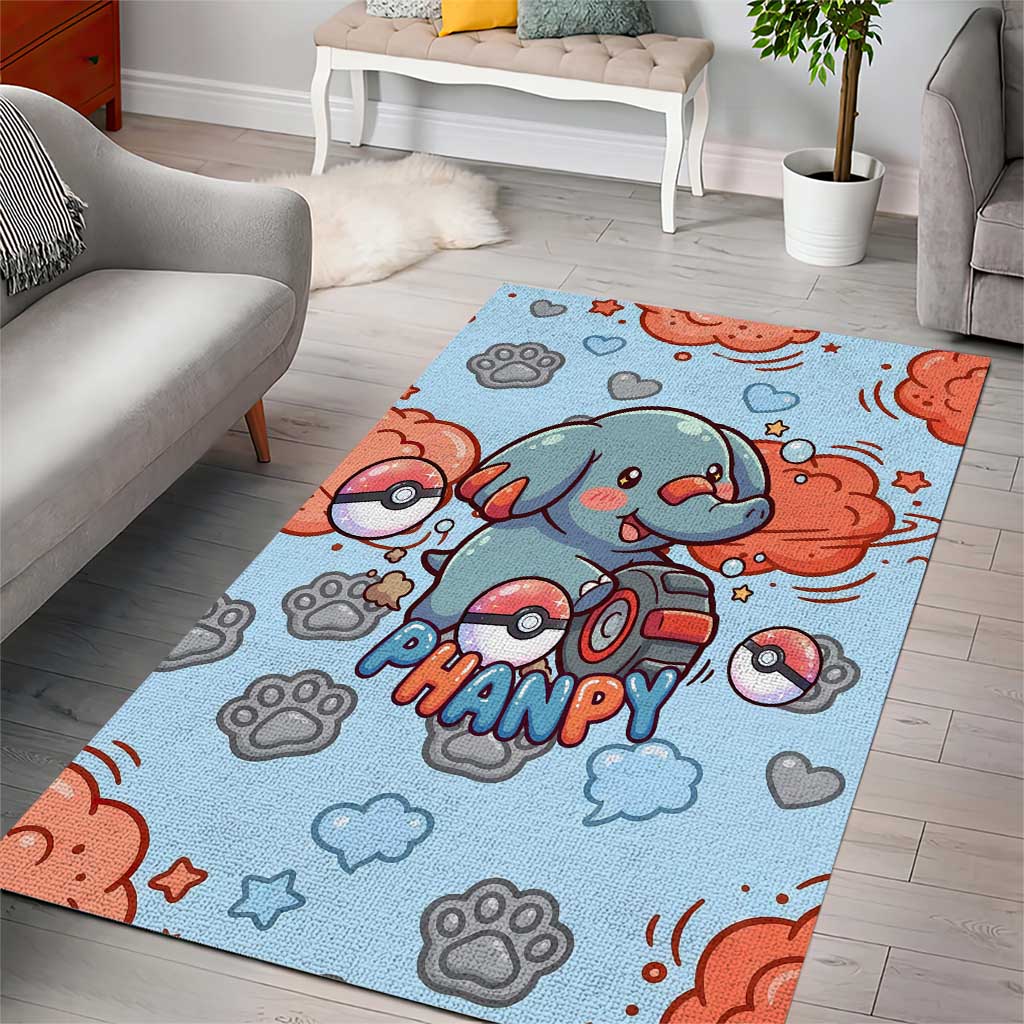 Phanpy Area Rug Playful Kawaii Cloud Burst Art