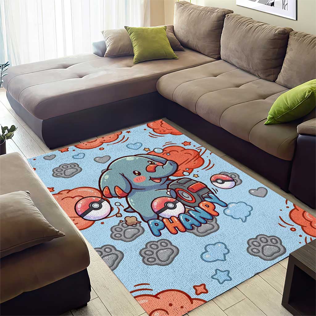 Phanpy Area Rug Playful Kawaii Cloud Burst Art