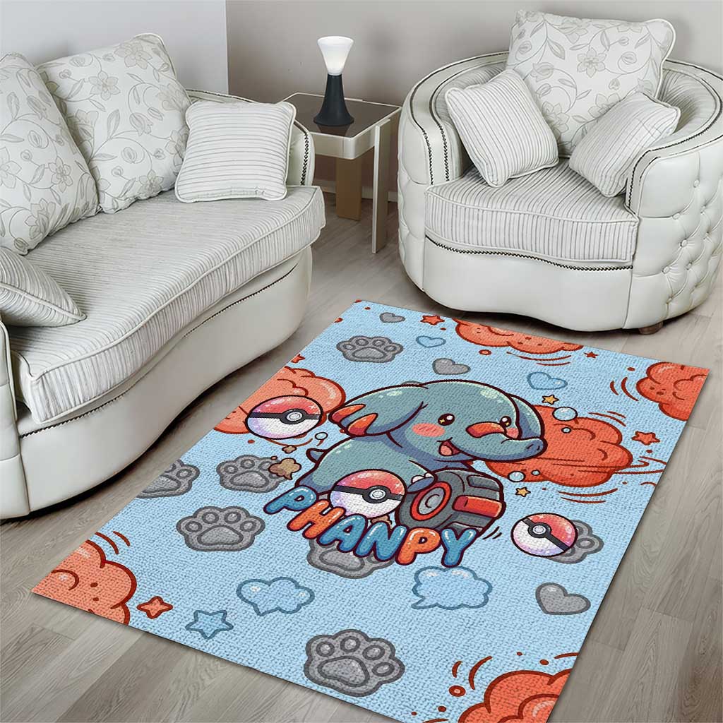 Phanpy Area Rug Playful Kawaii Cloud Burst Art