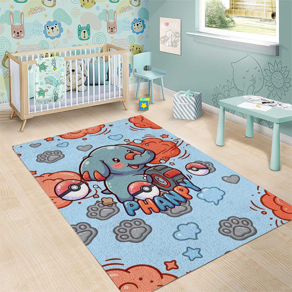 Phanpy Area Rug Playful Kawaii Cloud Burst Art