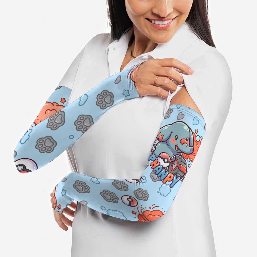 Phanpy Arm Sleeves Playful Kawaii Cloud Burst Art