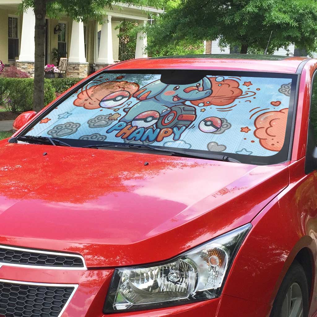 Phanpy Auto Sun Shade Playful Kawaii Cloud Burst Art
