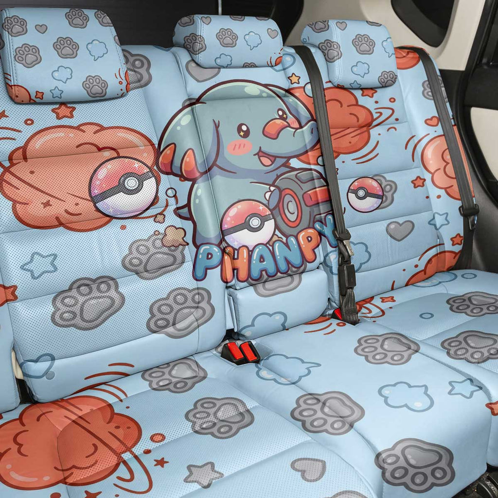 Phanpy Back Car Seat Cover Playful Kawaii Cloud Burst Art