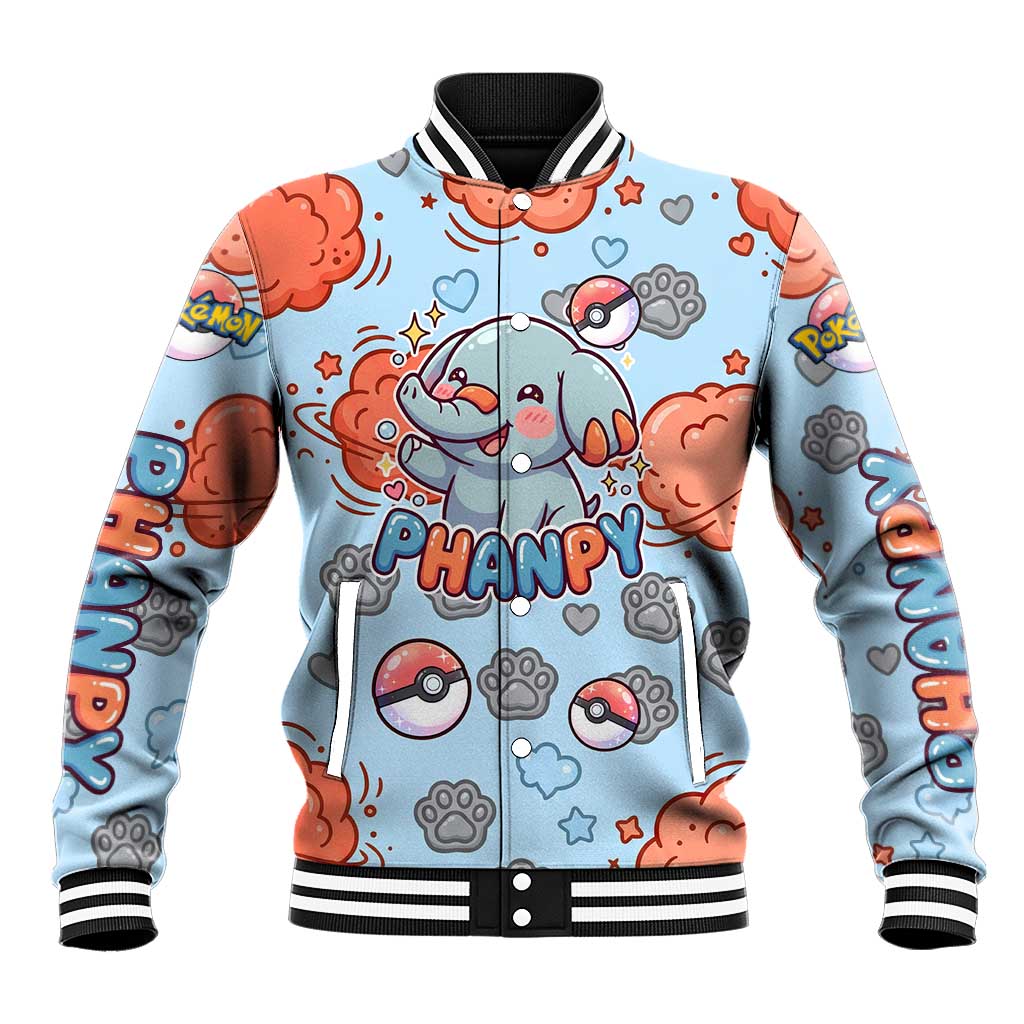 Phanpy Baseball Jacket Playful Kawaii Cloud Burst Art