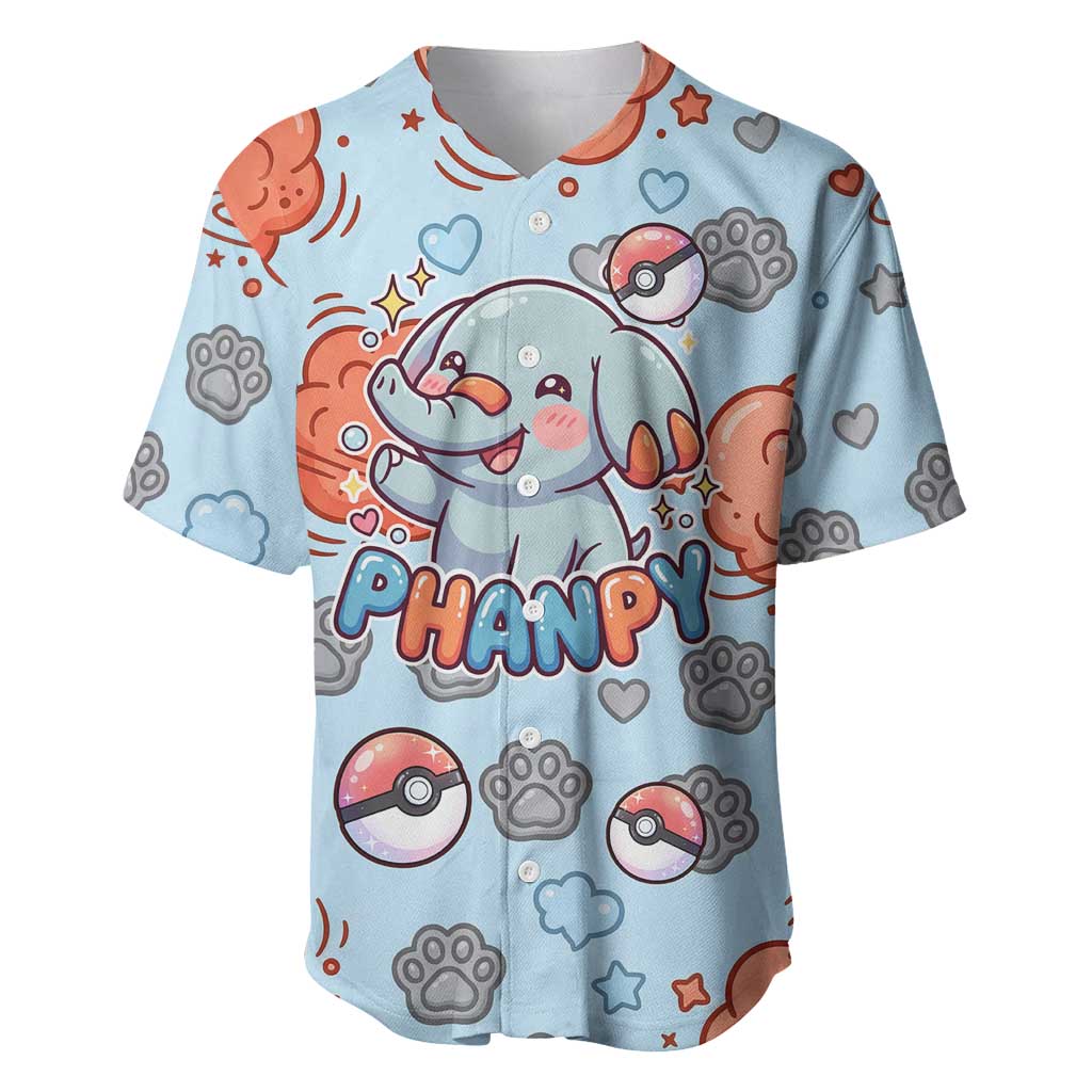 Phanpy Baseball Jersey Playful Kawaii Cloud Burst Art