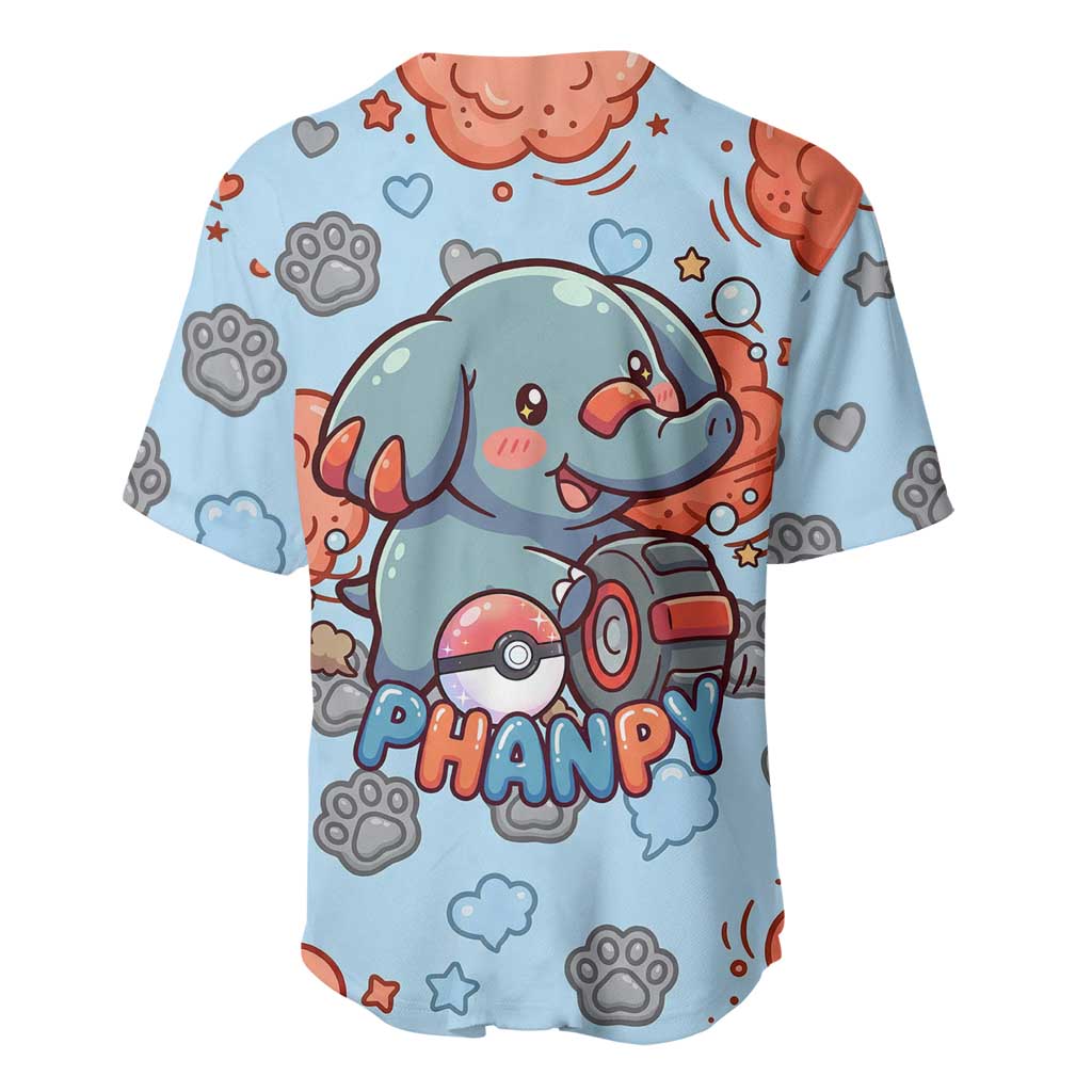 Phanpy Baseball Jersey Playful Kawaii Cloud Burst Art