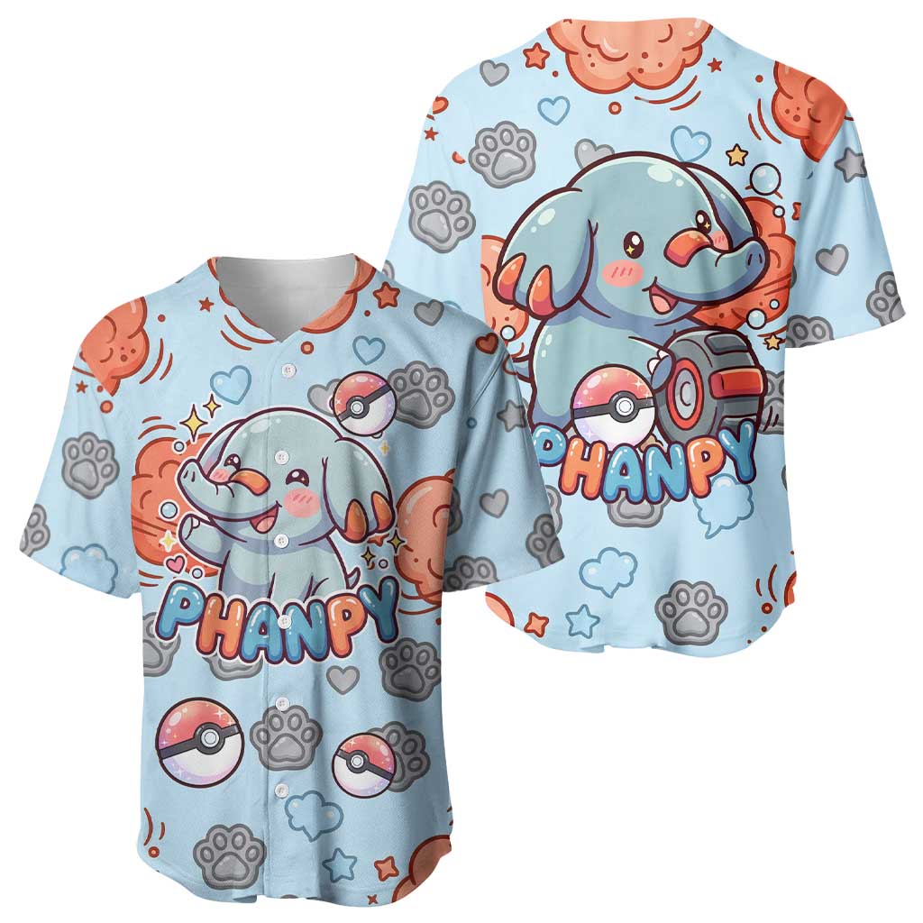 Phanpy Baseball Jersey Playful Kawaii Cloud Burst Art