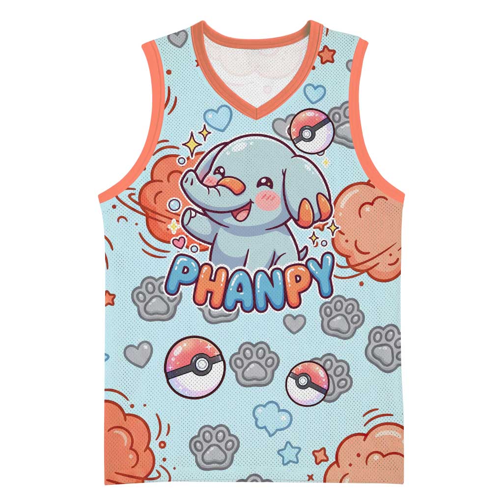Phanpy Basketball Jersey Playful Kawaii Cloud Burst Art