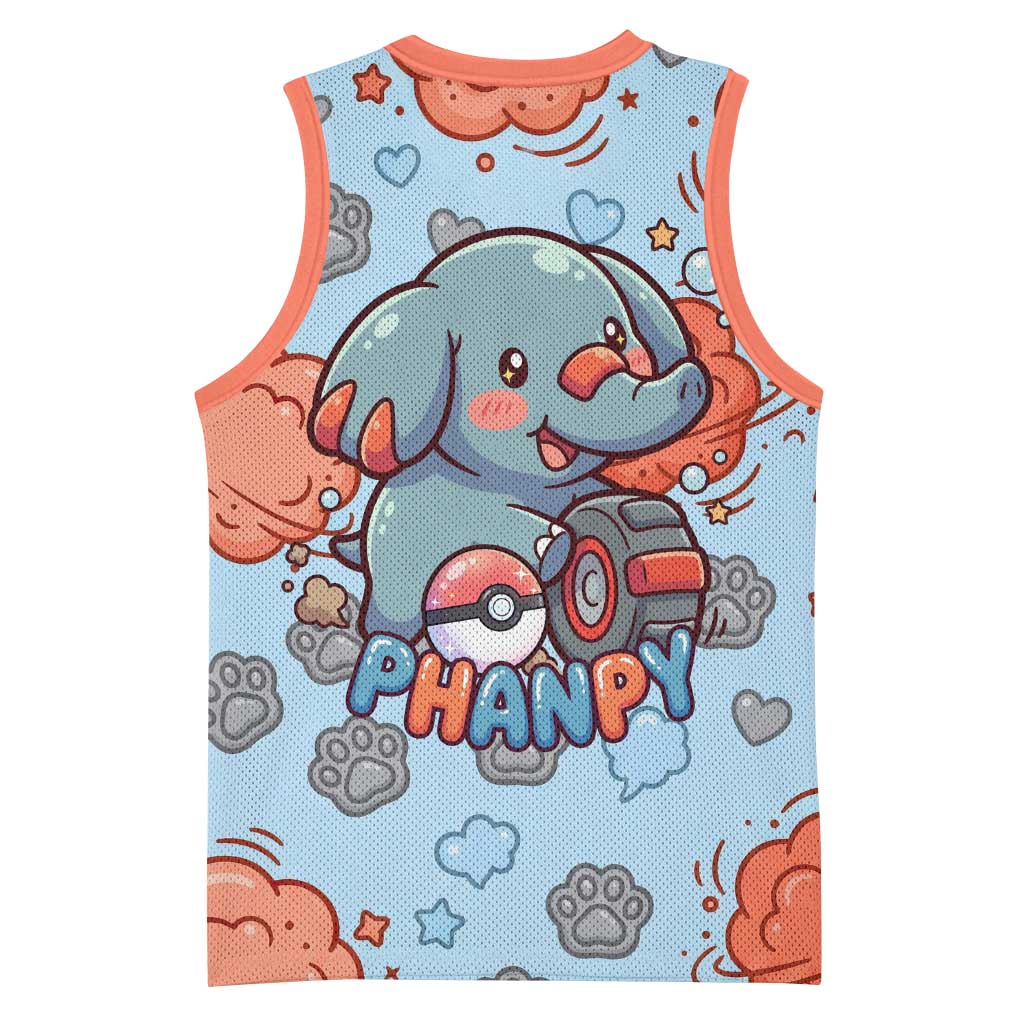 Phanpy Basketball Jersey Playful Kawaii Cloud Burst Art