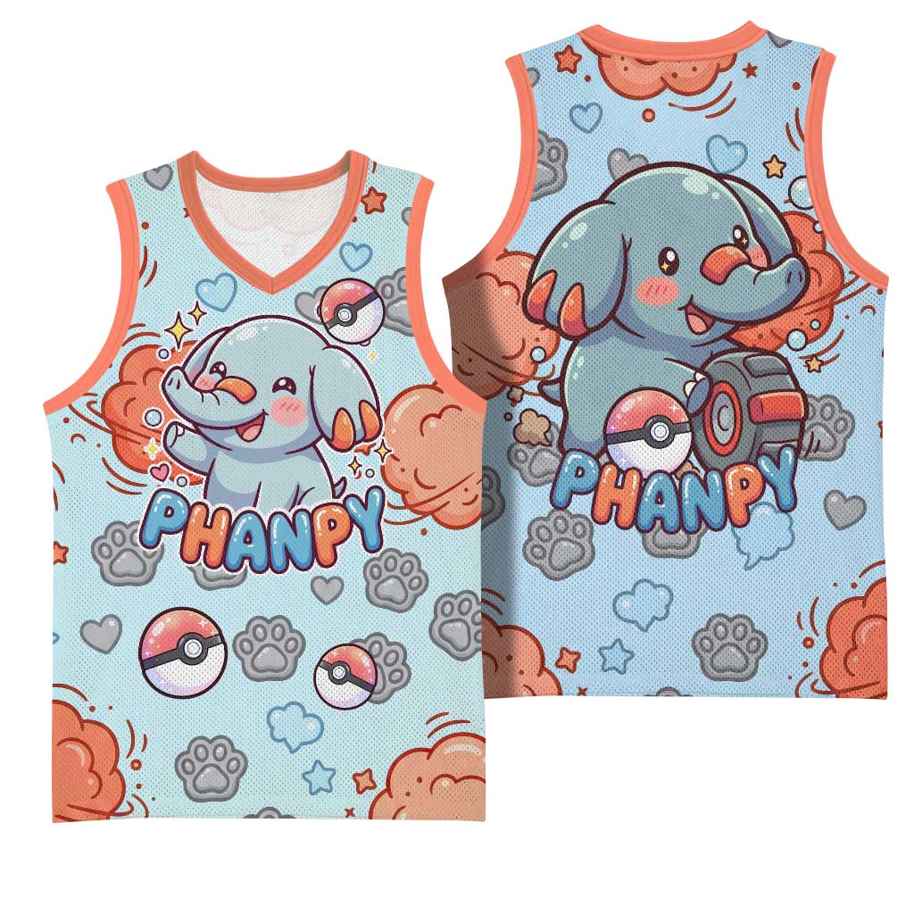 Phanpy Basketball Jersey Playful Kawaii Cloud Burst Art