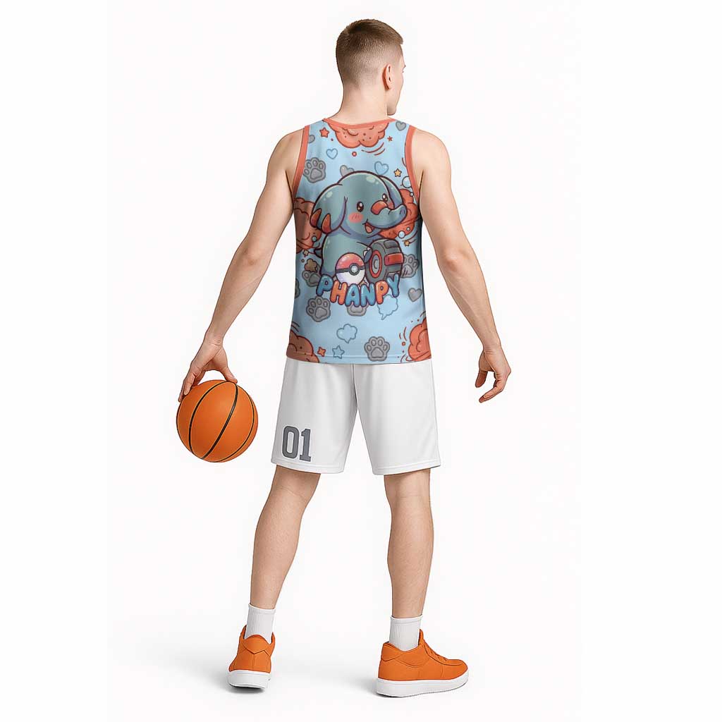 Phanpy Basketball Jersey Playful Kawaii Cloud Burst Art