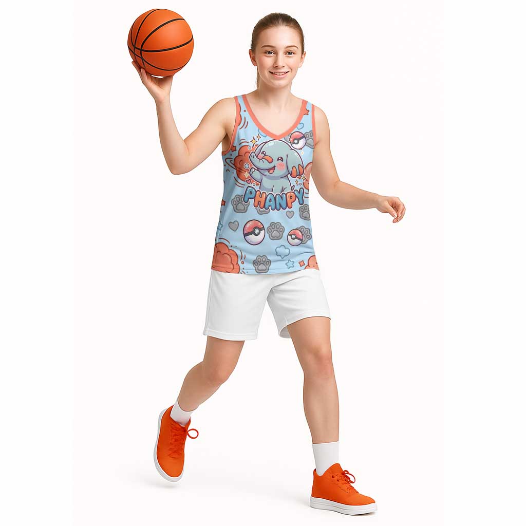 Phanpy Basketball Jersey Playful Kawaii Cloud Burst Art