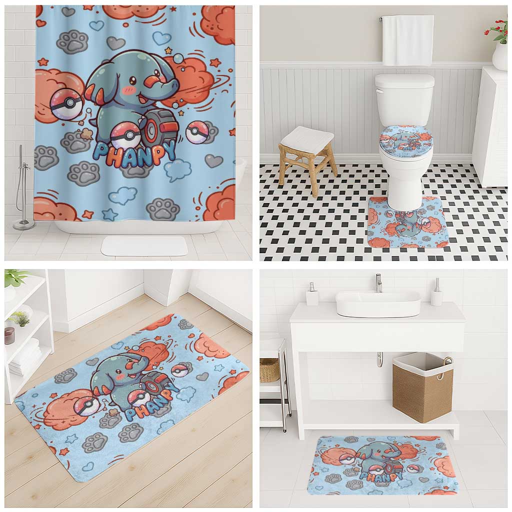 Phanpy Bathroom Set Playful Kawaii Cloud Burst Art