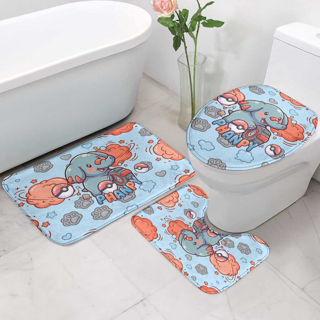 Phanpy Bathroom Set Playful Kawaii Cloud Burst Art