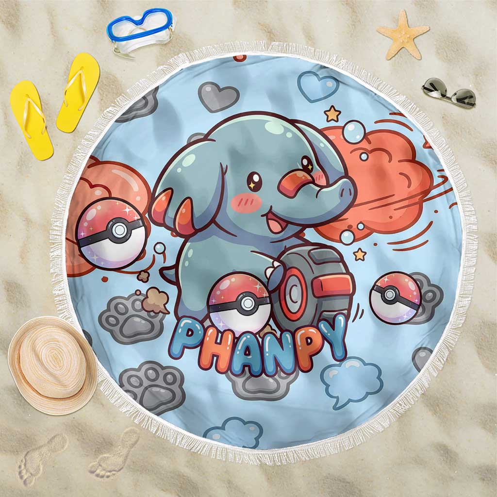 Phanpy Beach Blanket Playful Kawaii Cloud Burst Art
