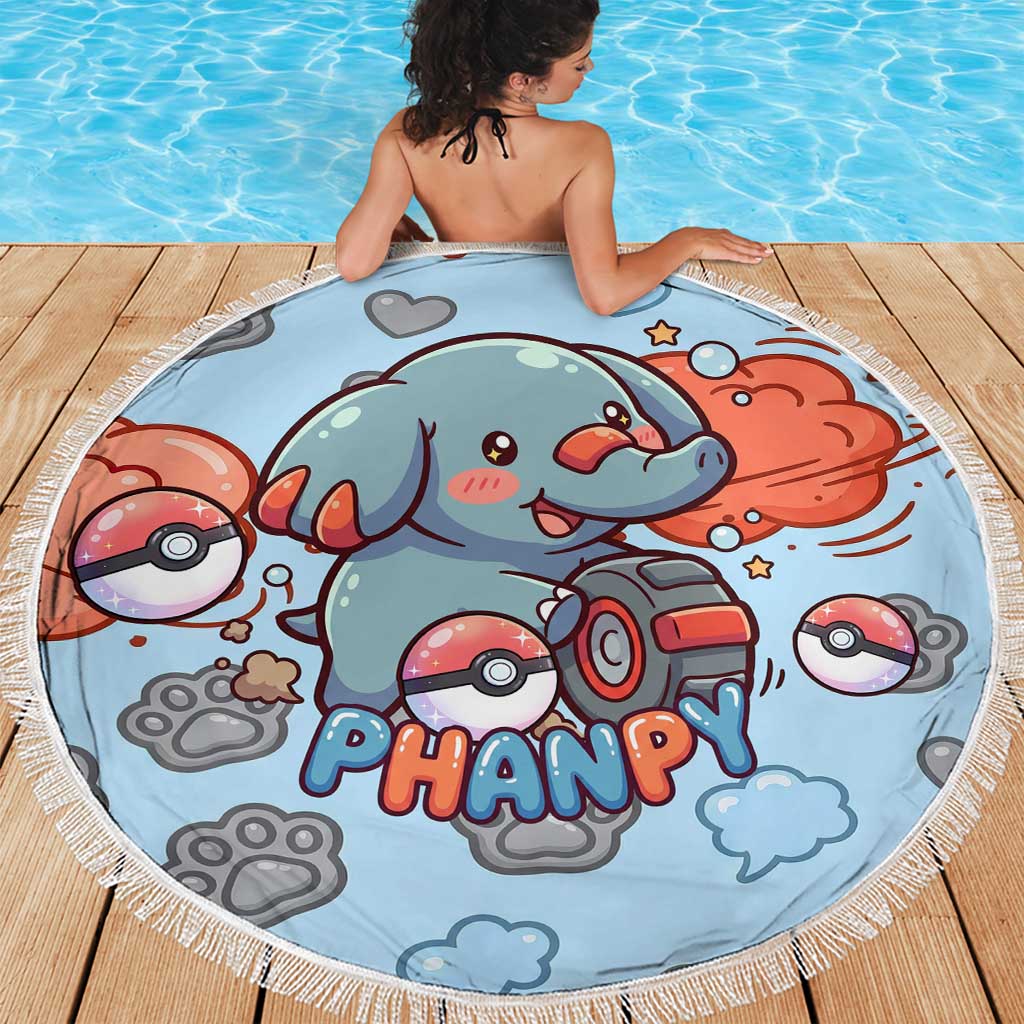 Phanpy Beach Blanket Playful Kawaii Cloud Burst Art