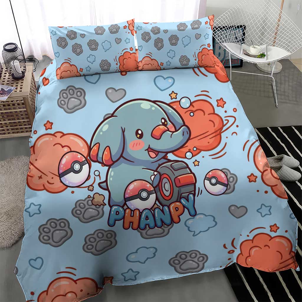 Phanpy Bedding Set Playful Kawaii Cloud Burst Art