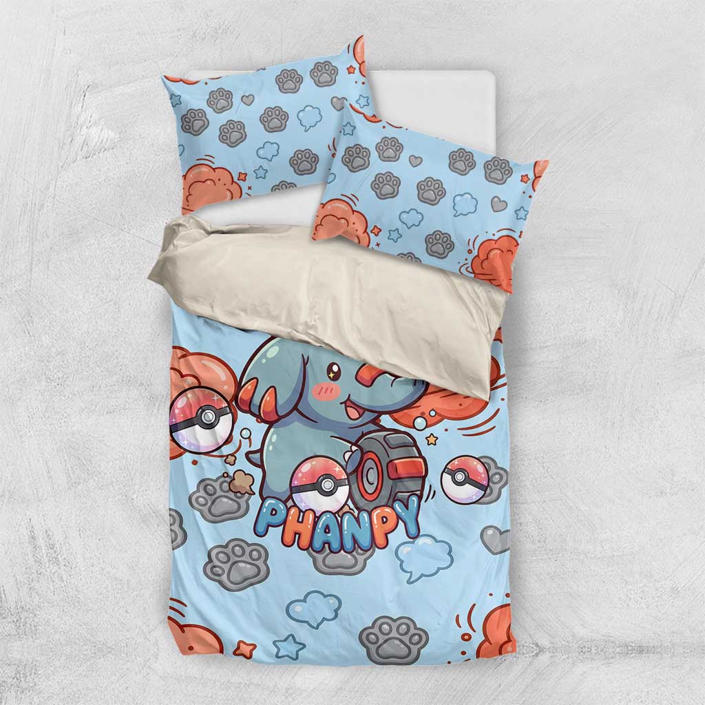 Phanpy Bedding Set Playful Kawaii Cloud Burst Art