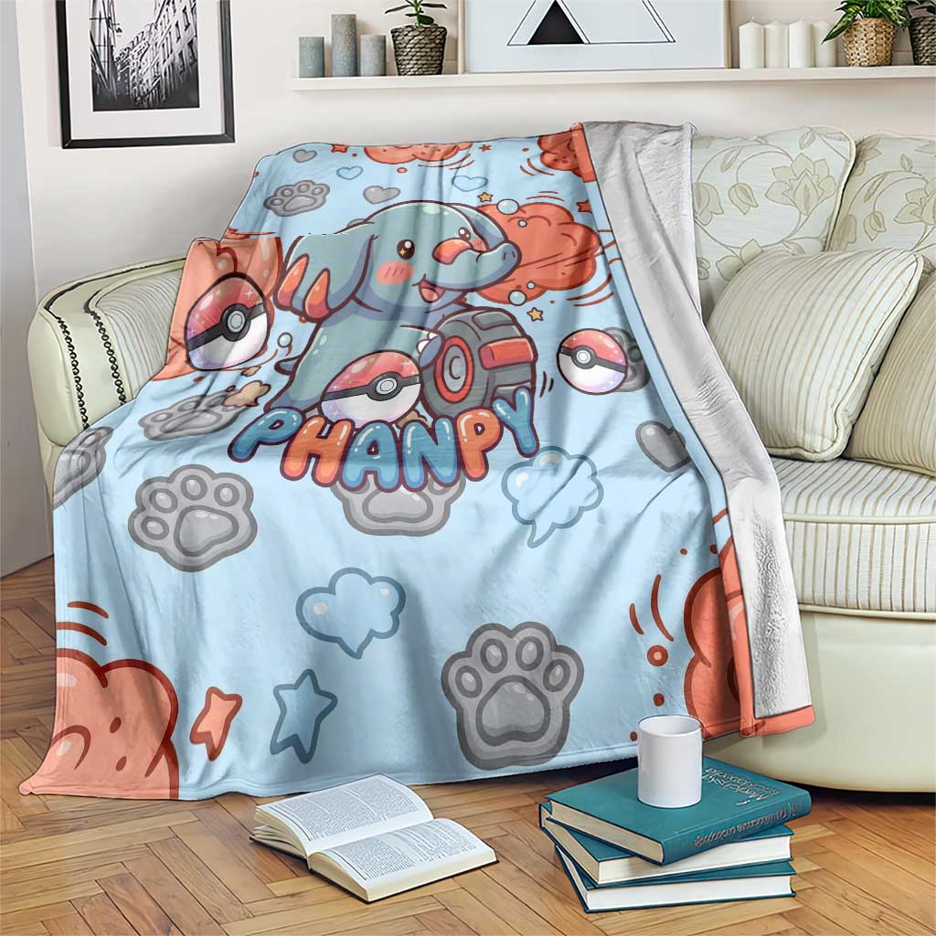 Phanpy Blanket Playful Kawaii Cloud Burst Art