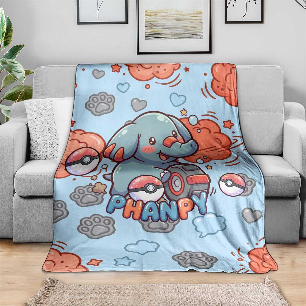 Phanpy Blanket Playful Kawaii Cloud Burst Art