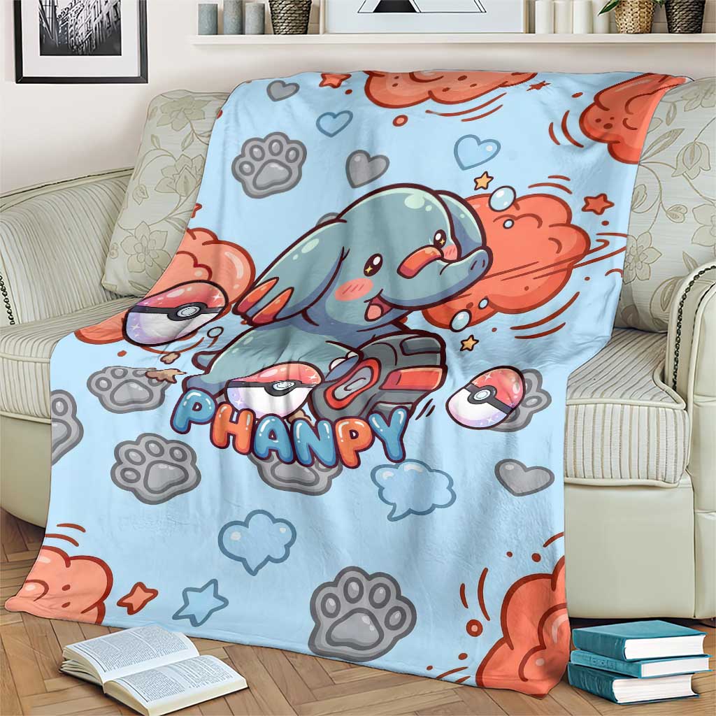Phanpy Blanket Playful Kawaii Cloud Burst Art