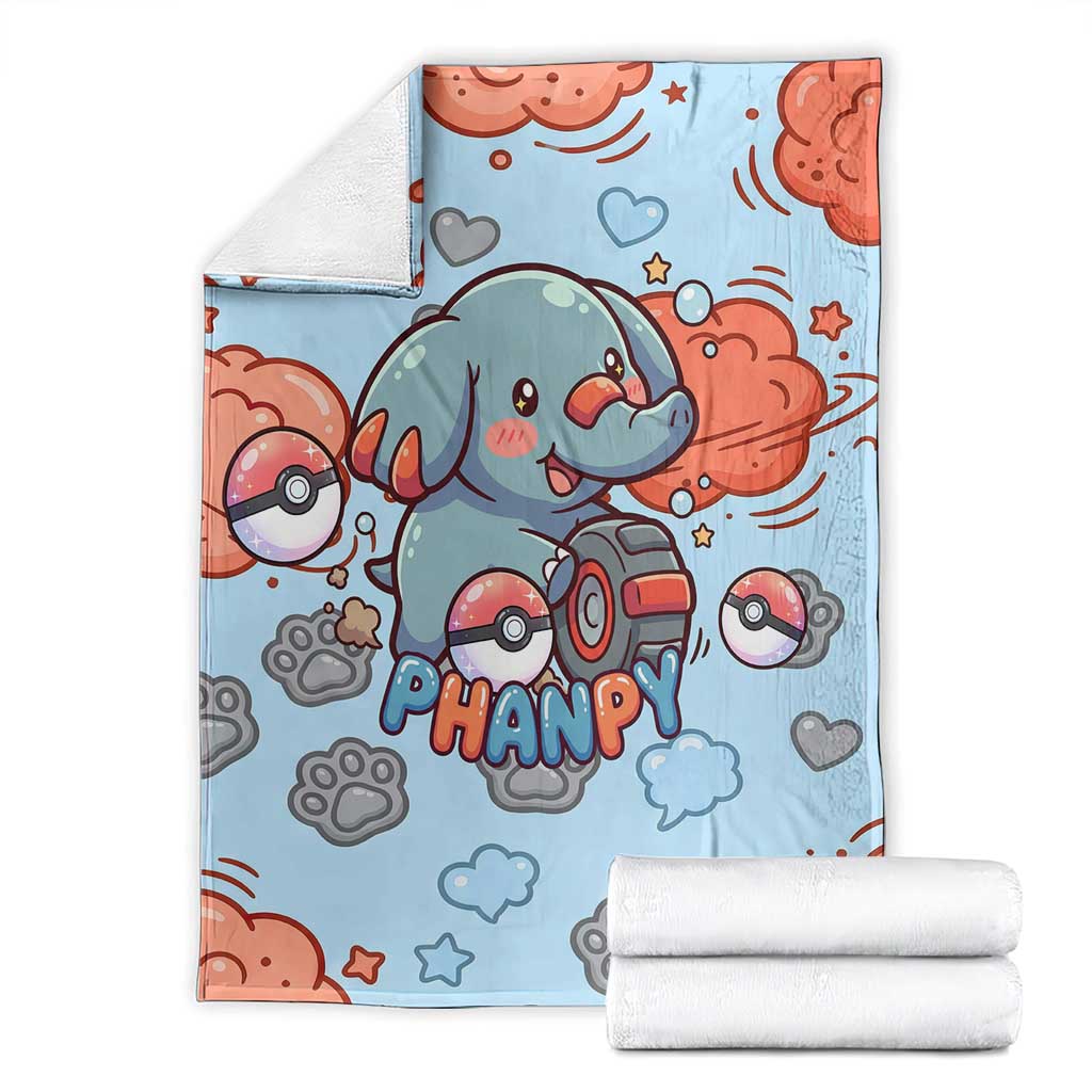 Phanpy Blanket Playful Kawaii Cloud Burst Art