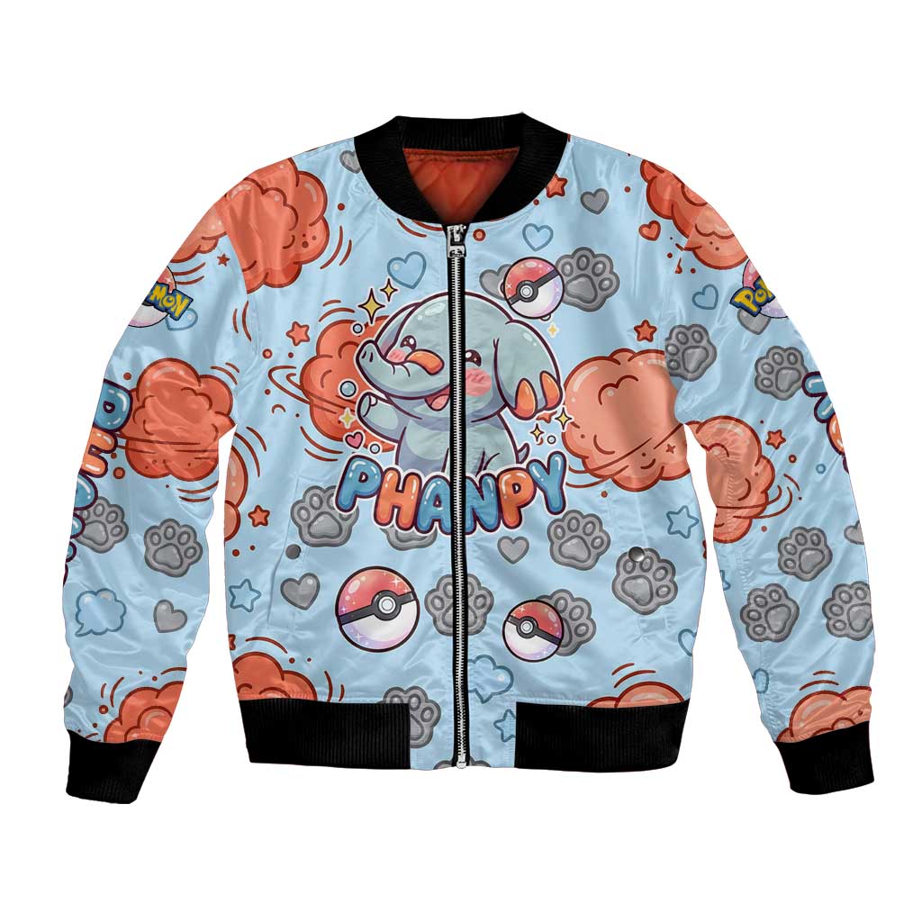 Phanpy Bomber Jacket Playful Kawaii Cloud Burst Art