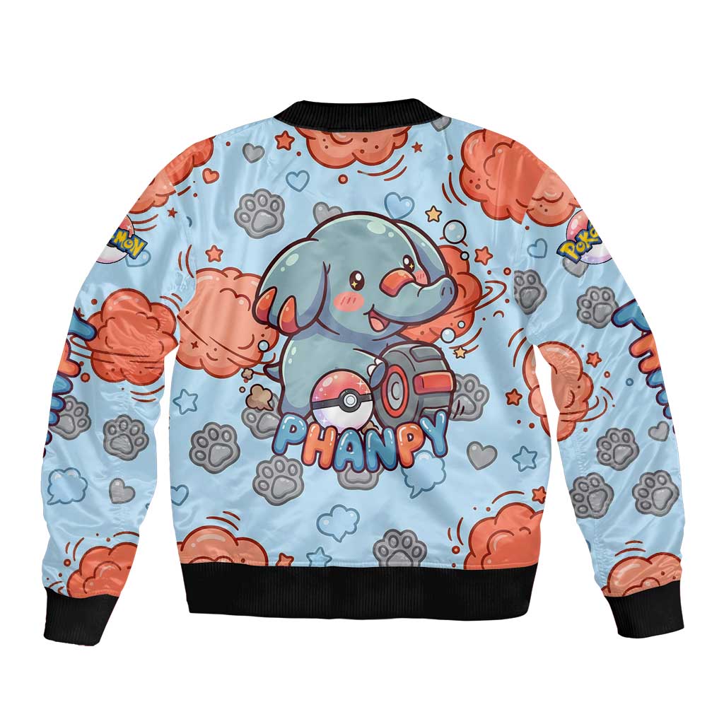 Phanpy Bomber Jacket Playful Kawaii Cloud Burst Art