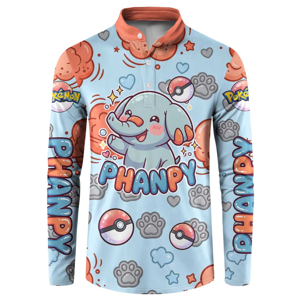 Phanpy Button Sweatshirt Playful Kawaii Cloud Burst Art