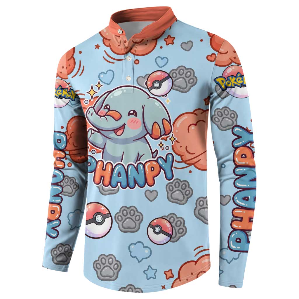 Phanpy Button Sweatshirt Playful Kawaii Cloud Burst Art