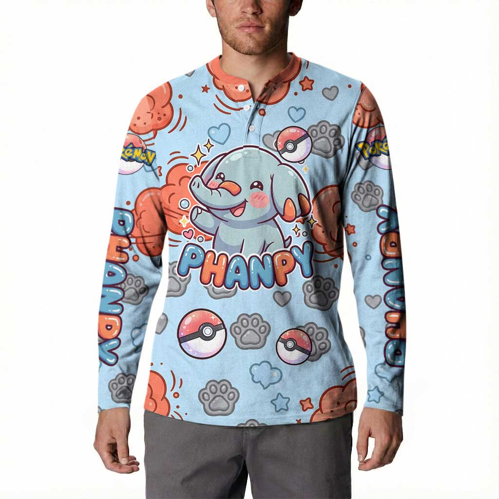 Phanpy Button Sweatshirt Playful Kawaii Cloud Burst Art