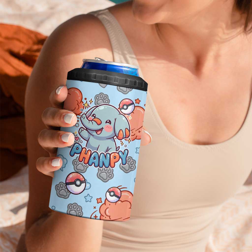 Phanpy 4 in 1 Can Cooler Tumbler Playful Kawaii Cloud Burst Art