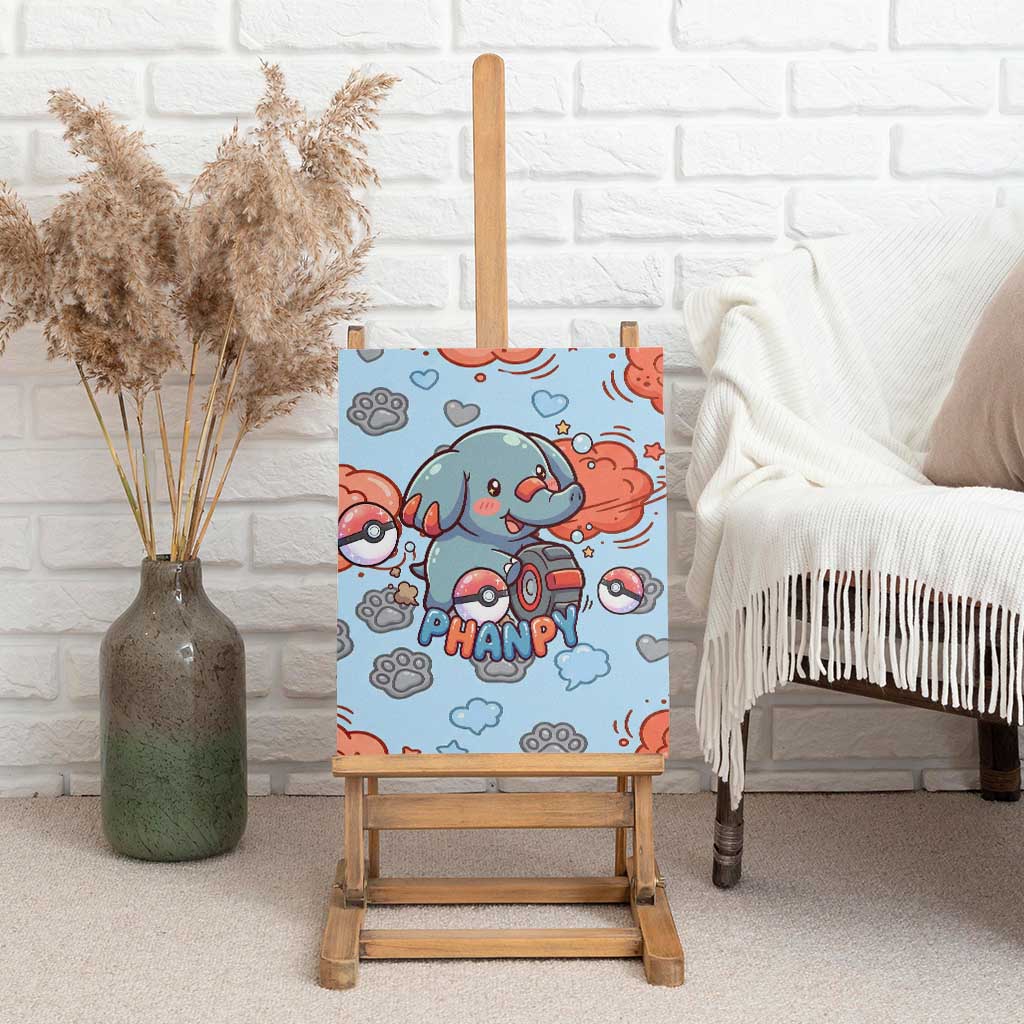 Phanpy Canvas Wall Art Playful Kawaii Cloud Burst Art