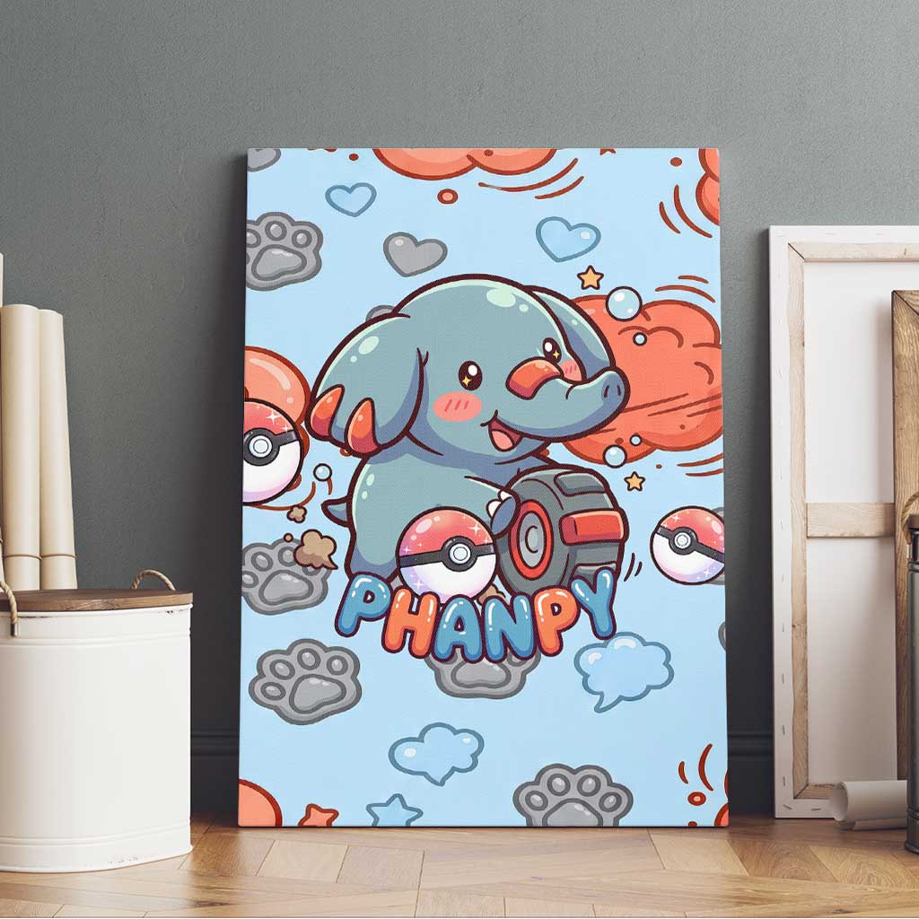 Phanpy Canvas Wall Art Playful Kawaii Cloud Burst Art
