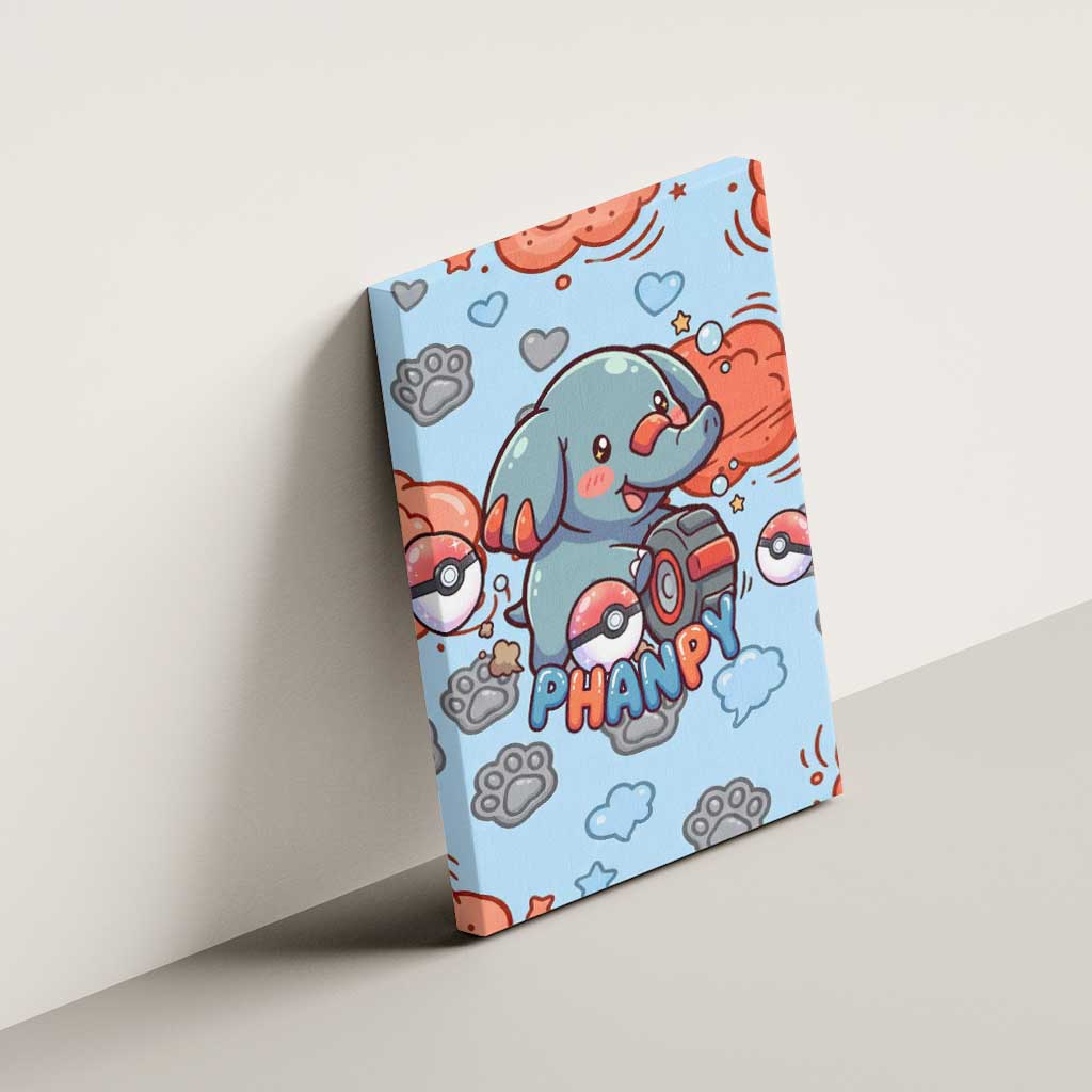 Phanpy Canvas Wall Art Playful Kawaii Cloud Burst Art