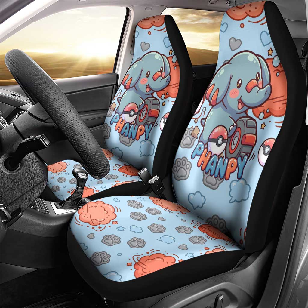 Phanpy Car Seat Cover Playful Kawaii Cloud Burst Art