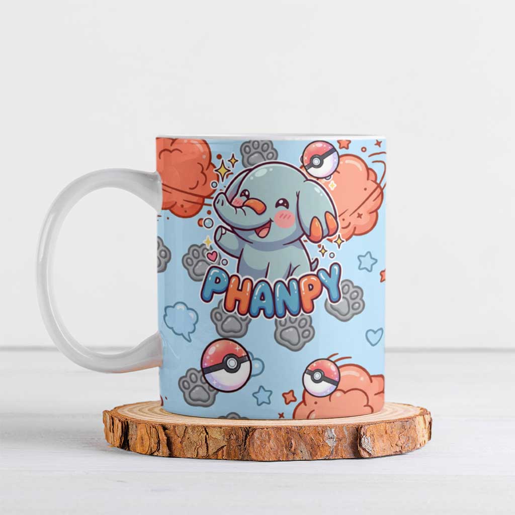 Phanpy Ceramic Mug Playful Kawaii Cloud Burst Art