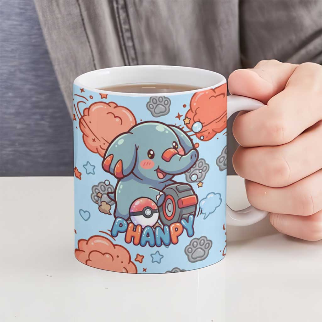 Phanpy Ceramic Mug Playful Kawaii Cloud Burst Art