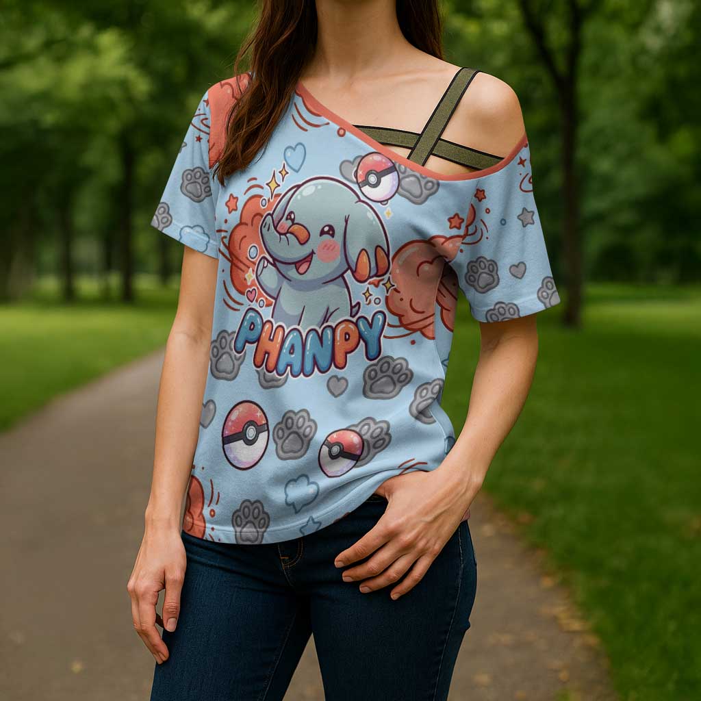 Phanpy Cross Shoulder Shirt Playful Kawaii Cloud Burst Art