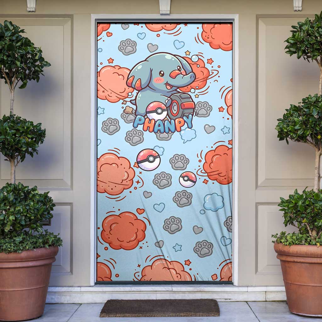 Phanpy Door Cover Playful Kawaii Cloud Burst Art